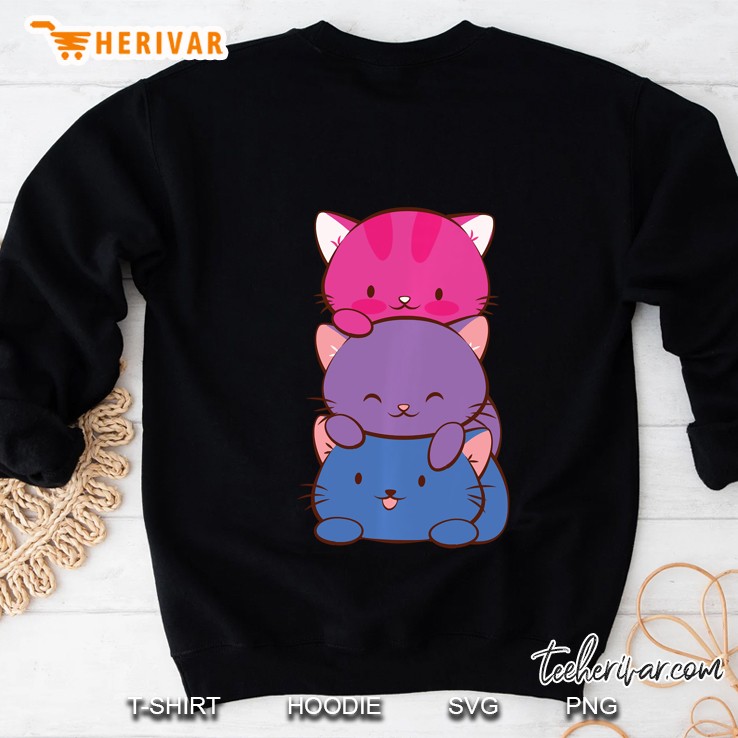 Bisexual Pride Kawaii Kitty Cat Stack Anime Sweatshirt