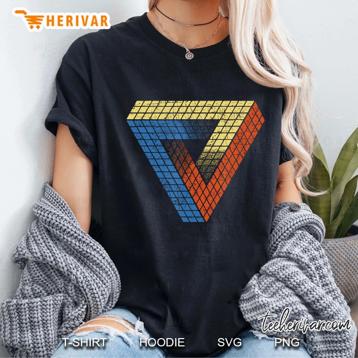 Cube Triangle Optical Illusion Ladies Tee