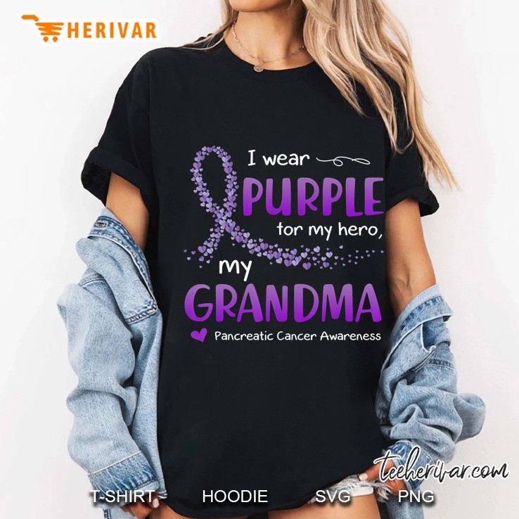I Wear Purple For My Grandma Pancreatic Cancer Awareness Ladies Tee