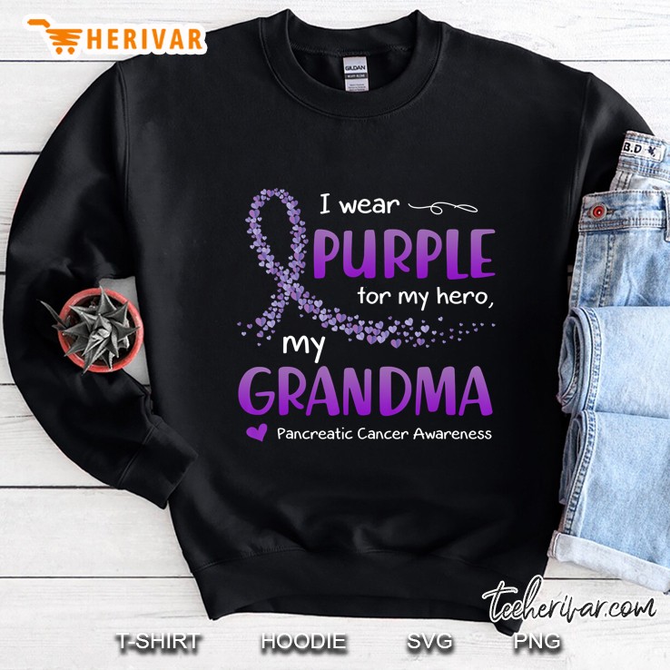 I Wear Purple For My Grandma Pancreatic Cancer Awareness Sweatshirt