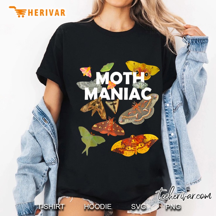 Moth Maniac - White Lettering Ladies Tee