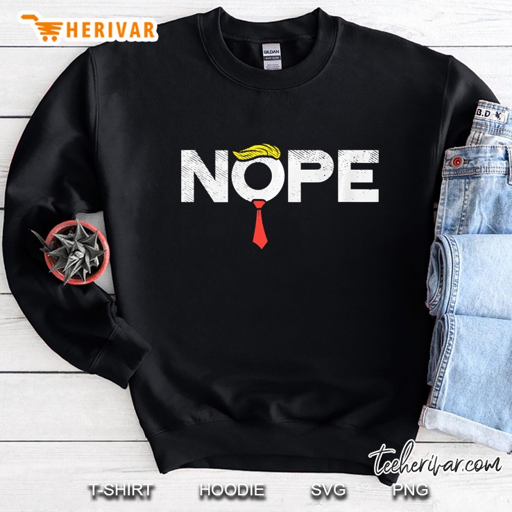 Nope Red Tie Donald Trump Wig Anti Trump Impeach Sweatshirt