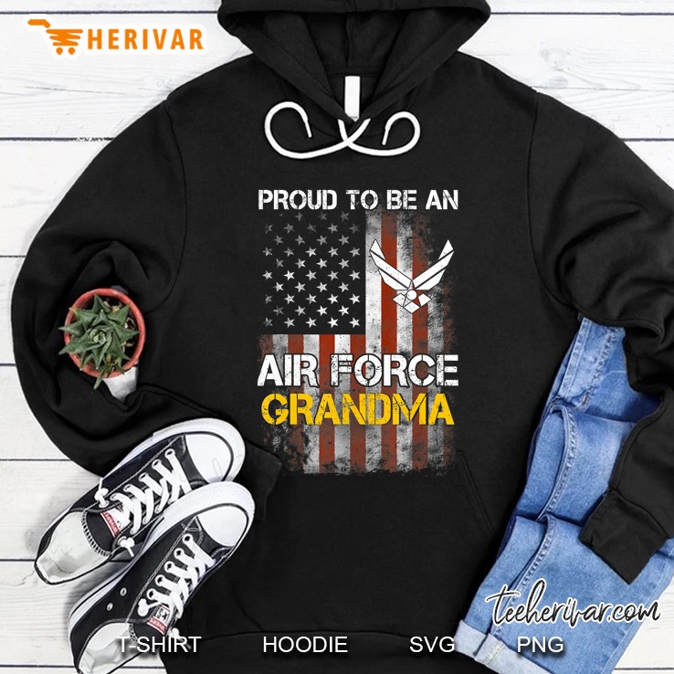 Proud Air Force Grandma Funny American Flag Hoodie
