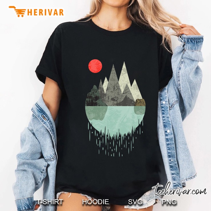 Geometric Graphic Design - Mountains Lake Sun Ladies Tee