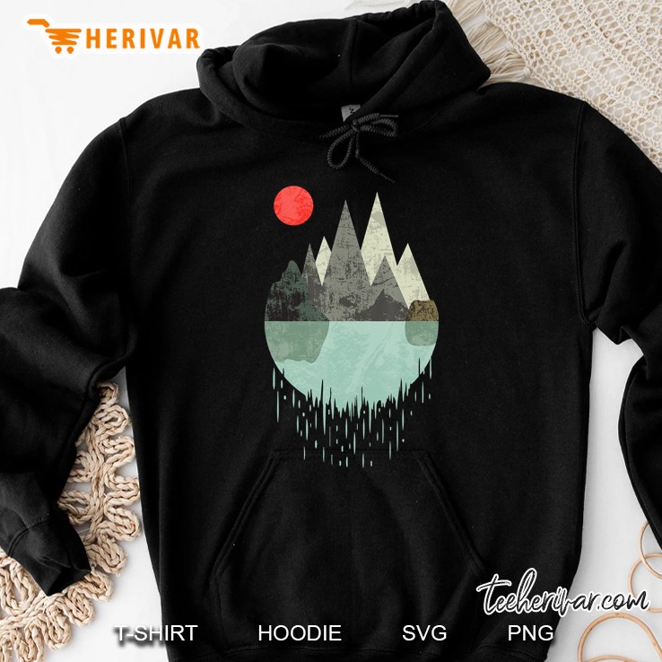 Geometric Graphic Design - Mountains Lake Sun Hoodie