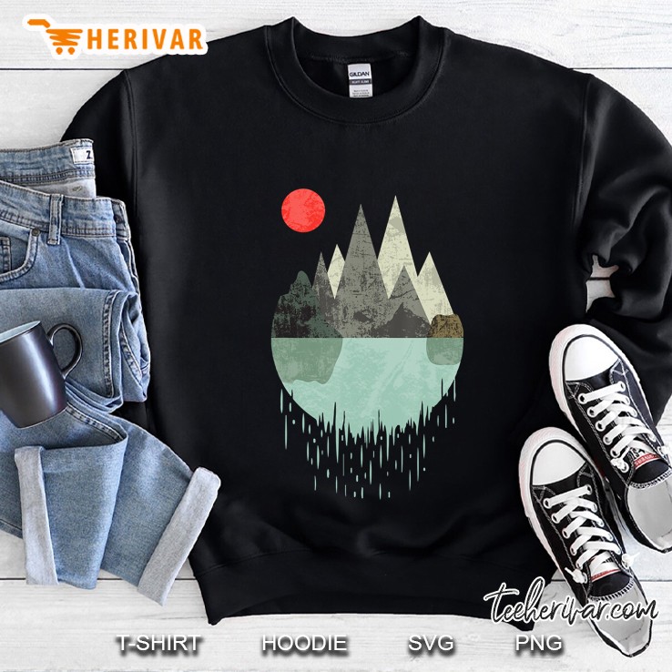 Geometric Graphic Design - Mountains Lake Sun Sweatshirt