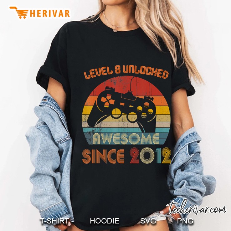 Video Game 8Th Birthday Tshirt 8 Years Old Gamer Kid Youth Ladies Tee
