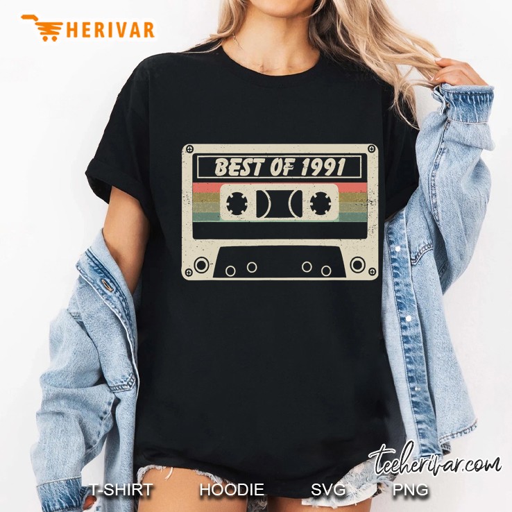 Vintage Best Of 1991 29 Years Old Birthday Cassette Ladies Tee