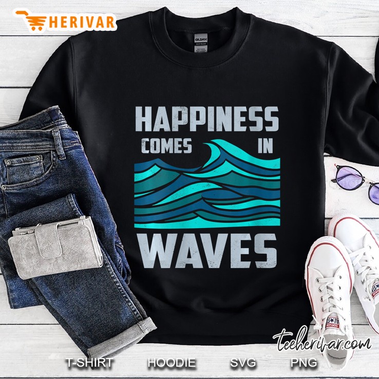 Womens Happiness Comes In Waves - Cool Vintage Surfer Surf Gift Mugs