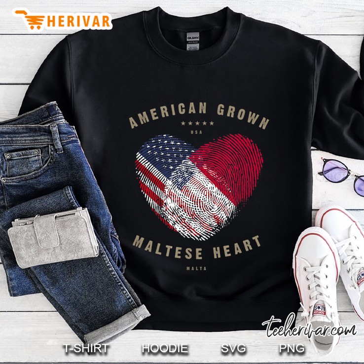 American Grown Maltese Heart Love Malta Flag Sweatshirt