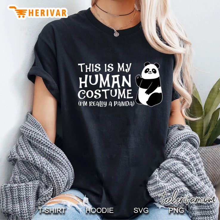 Funny Panda Human Costume Pandas Ladies Tee