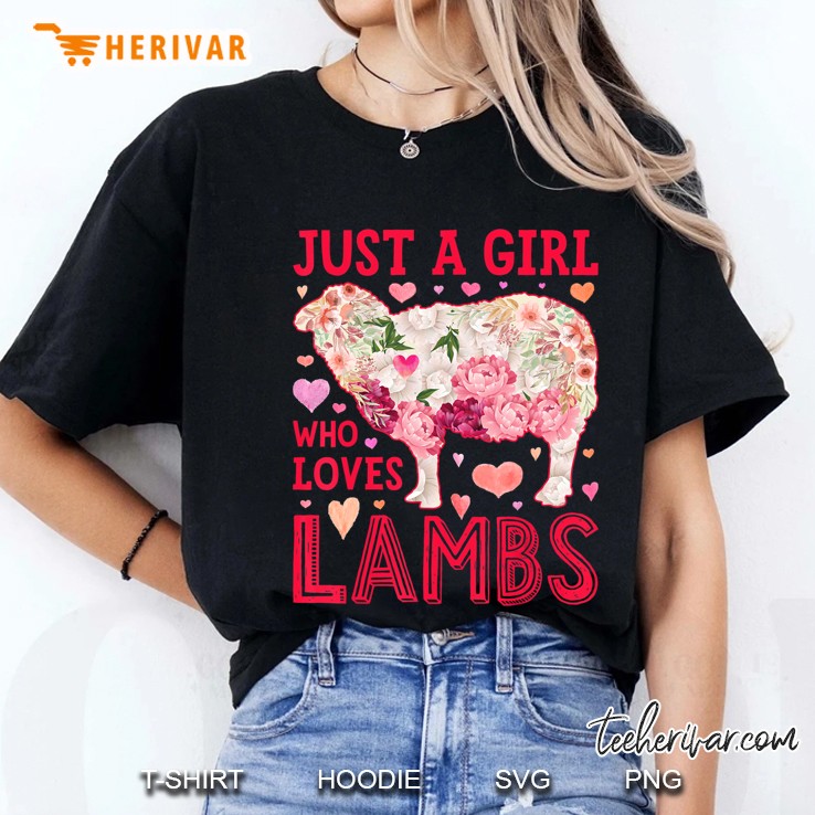 Just A Girl Who Loves Lambs Lamb Sheep Silhouette Flower Ladies Tee