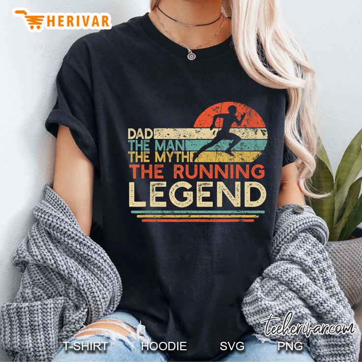 Mens Vintage Running Dad The Man The Myth The Legend Runner Gift Ladies Tee