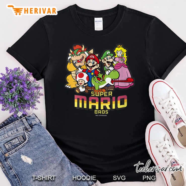 Super Mario Retro Distressed Group Shot Shirt