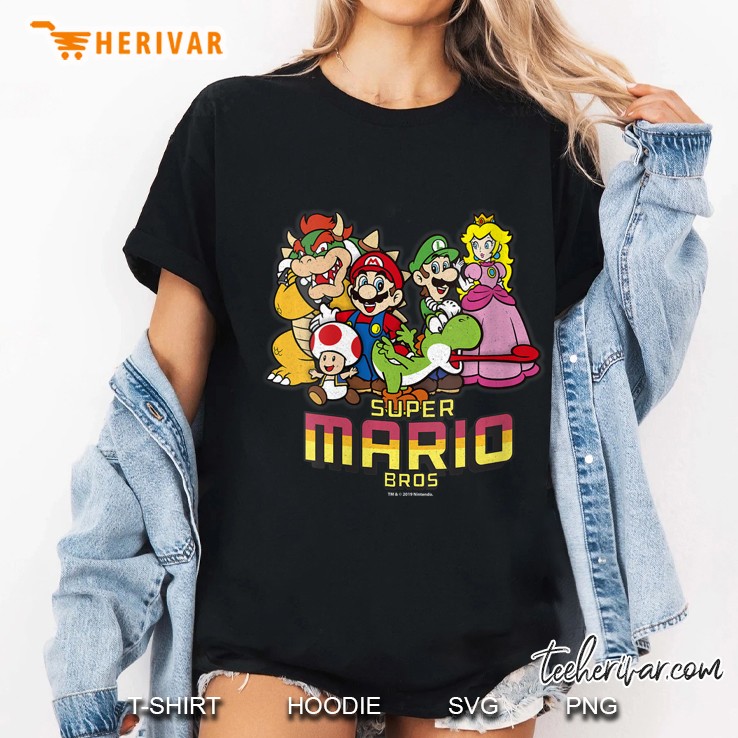 Super Mario Retro Distressed Group Shot Hoodie