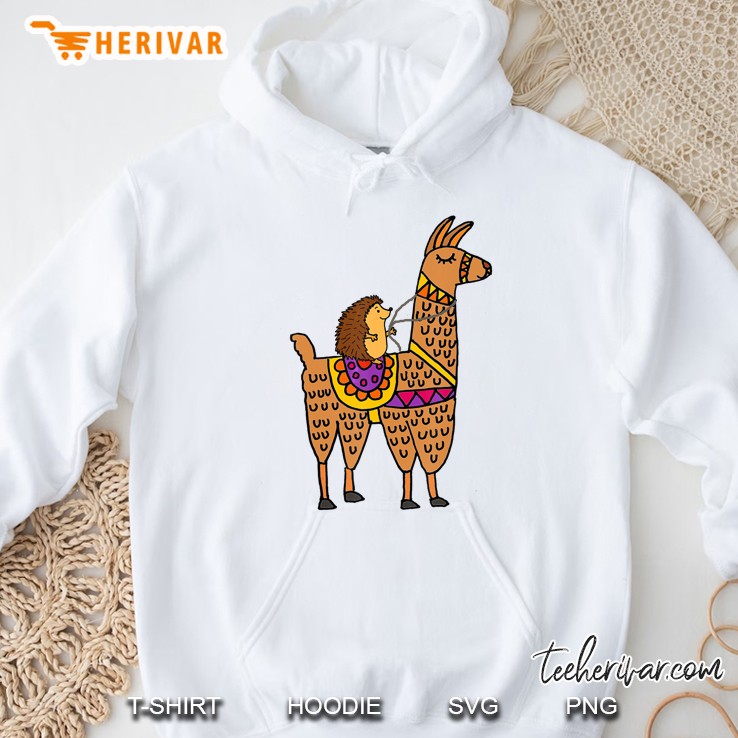 Smileteesanim Funny Hedgehog Riding Llama Hoodie