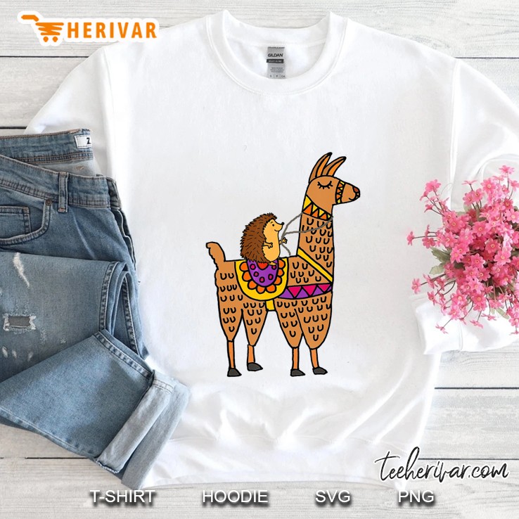 Smileteesanim Funny Hedgehog Riding Llama Sweatshirt