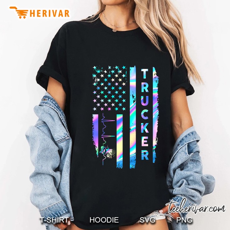 Trucker Purple And Blue American Flag Version Ladies Tee