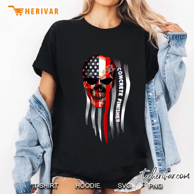 Concrete Finisher American Flag Skull Version Ladies Tee