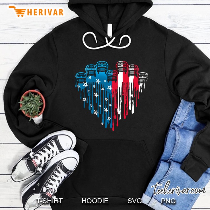 Buses American Flag Melting Heart Version Hoodie