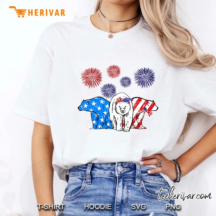 American Flag Polar Bears Ladies Tee