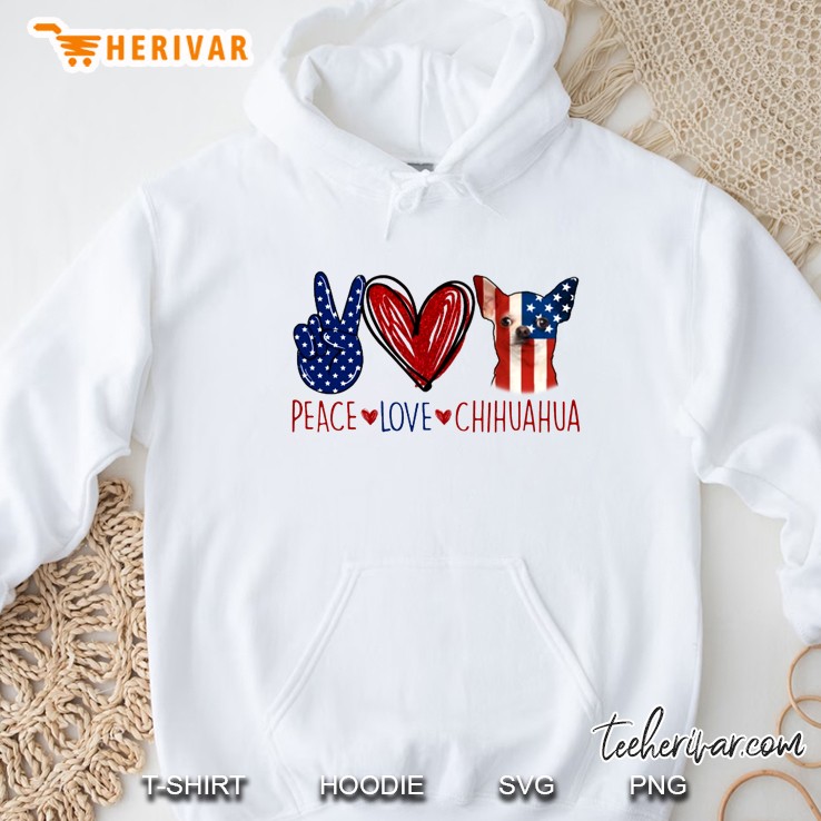 Peace Love Chihuahua American Flag Version Hoodie