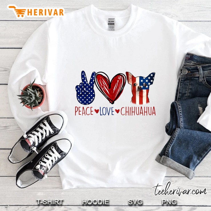 Peace Love Chihuahua American Flag Version Sweatshirt
