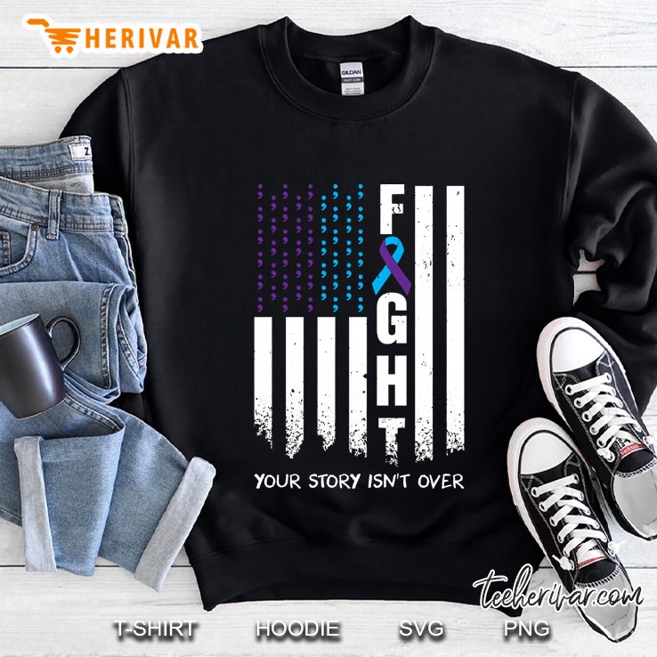 Awareness Suicide Prevention Ribbon Fight American Flag Pullover Sweatshirt