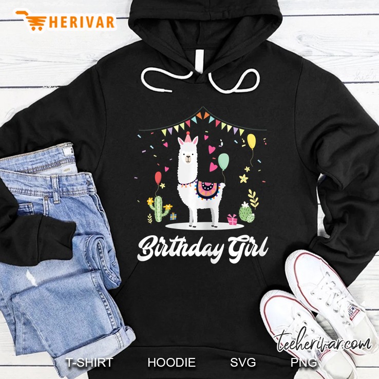 Cute Alpaca Llama Cactus Girls Birthday Party Animal Gift Hoodie