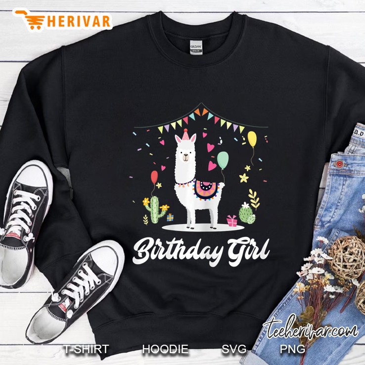Cute Alpaca Llama Cactus Girls Birthday Party Animal Gift Sweatshirt