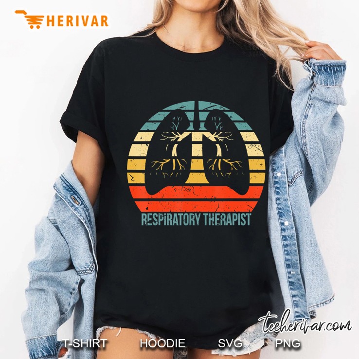 Distressed Vintage Sun Respiratory Therapist Gift Lung Hoodie