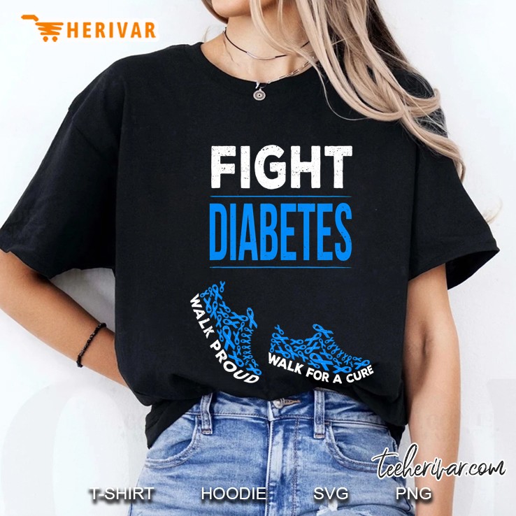 Fight Diabetes Walk For A Cure Awareness Ribbon T1d Type 1 Ladies Tee