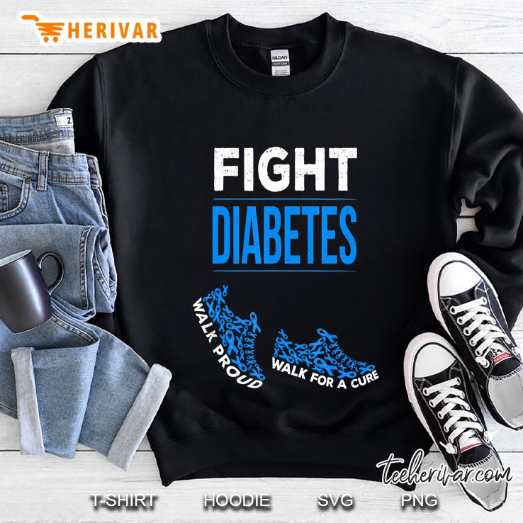 Fight Diabetes Walk For A Cure Awareness Ribbon T1d Type 1 Sweatshirt