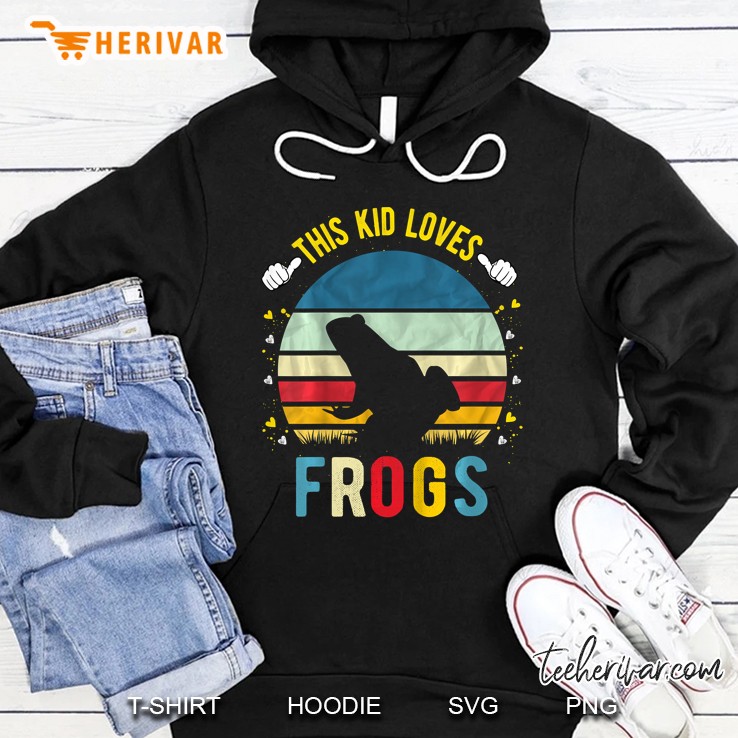 Kids This Kid Loves Frogs Boys And Girls Frog Gift Hoodie