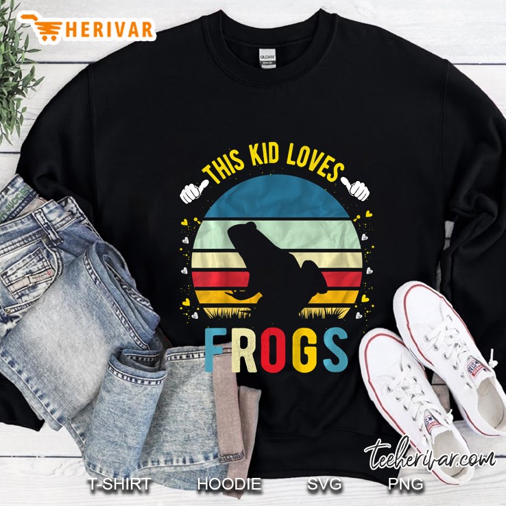Kids This Kid Loves Frogs Boys And Girls Frog Gift Sweatshirt
