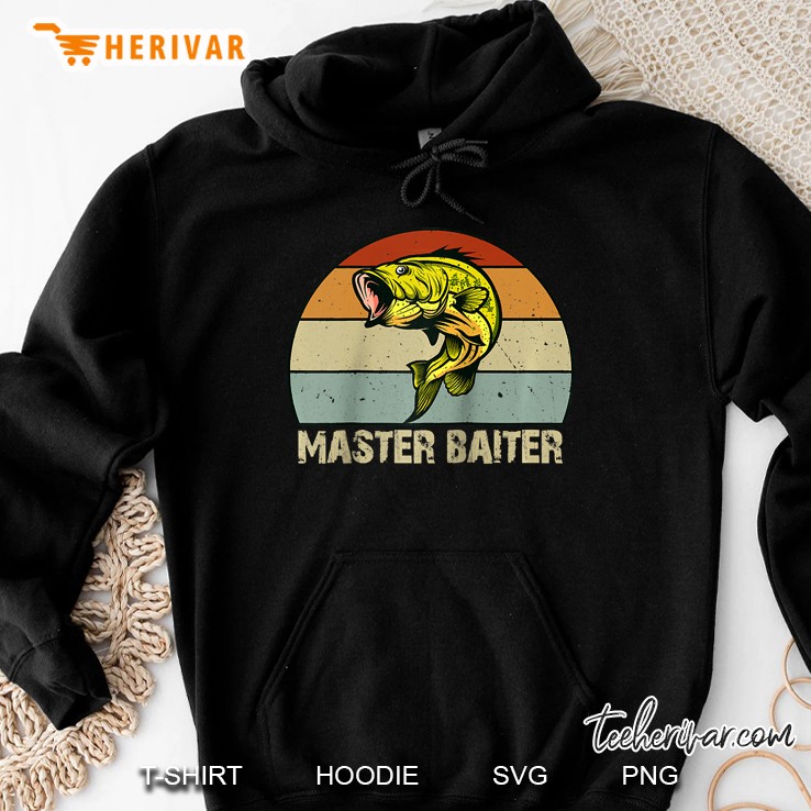 Master Baiter Funny Bass Fishing Gifts For Men Dads Raglan Baseball Tee Mugs