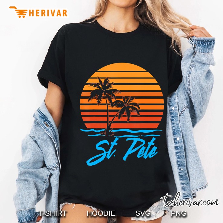 St. Pete Sunset Palm Trees Beach Vacation Tourist Ladies Tee