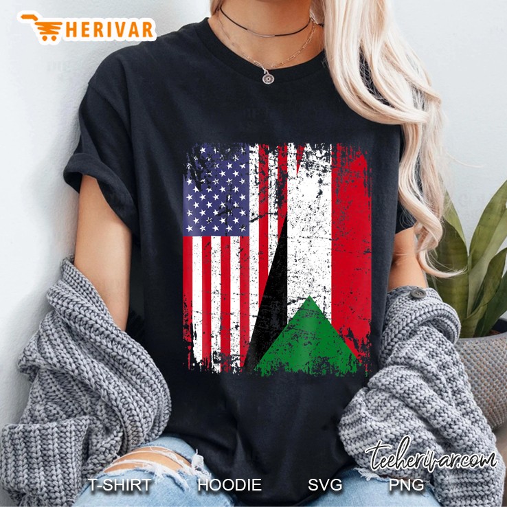 Sudanese Roots Tshirt Half American Flag Sudan Ladies Tee