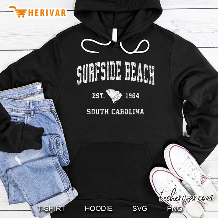 Surfside Beach South Carolina Sc Vintage Athletic Sports Hoodie
