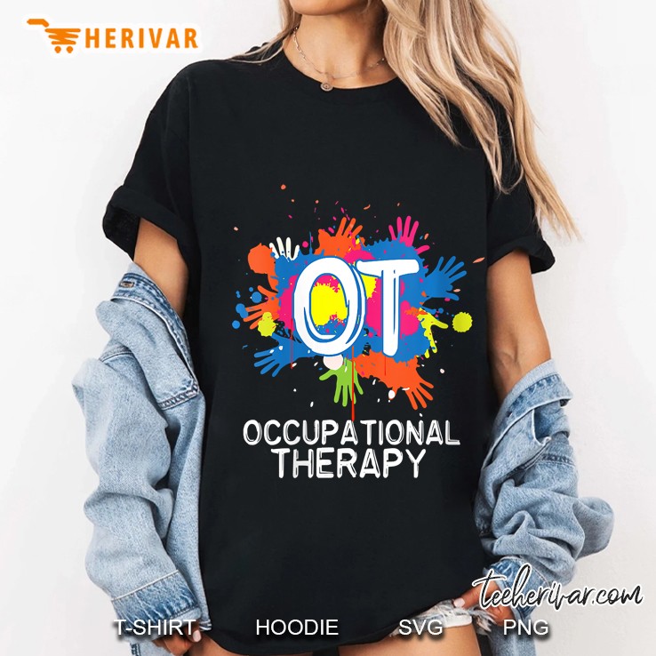 Womens Ot Color Hands Occupational Therapy Gift Therapist Hoodie