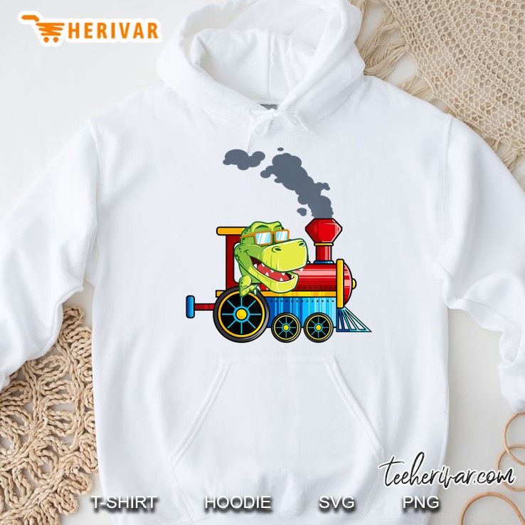 Dinosaur Riding A Train Tyrannosaurus Dino Boys Girls Hoodie