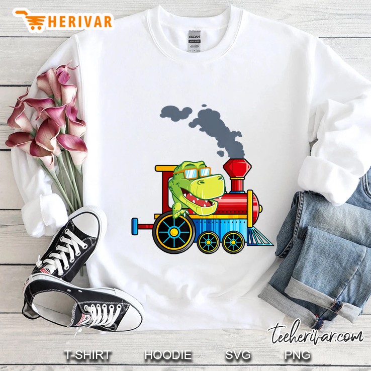 Dinosaur Riding A Train Tyrannosaurus Dino Boys Girls Sweatshirt