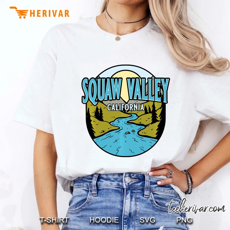 Vintage Squaw Valley, California River Valley Souvenir Print Pullover Ladies Tee