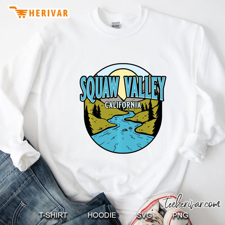 Vintage Squaw Valley, California River Valley Souvenir Print Pullover Sweatshirt