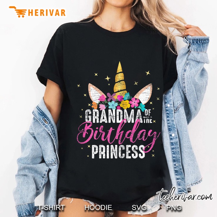 Grandma Of The Birthday Princess Gifts Unicorn Birthday Ladies Tee