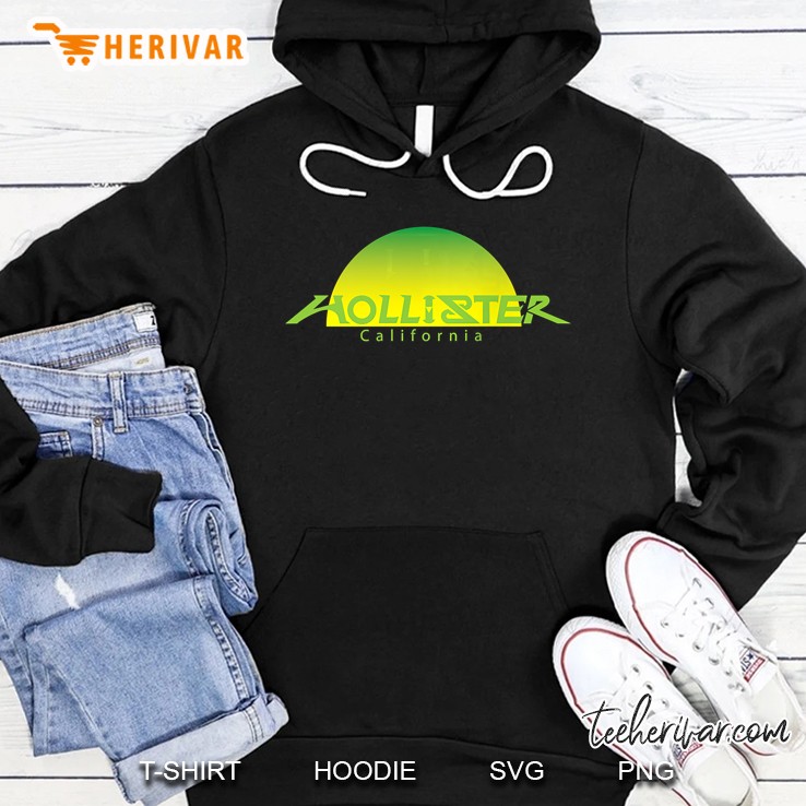 Hollister Ca., Hollister Ca. Sunset Green,Back View Hoodie
