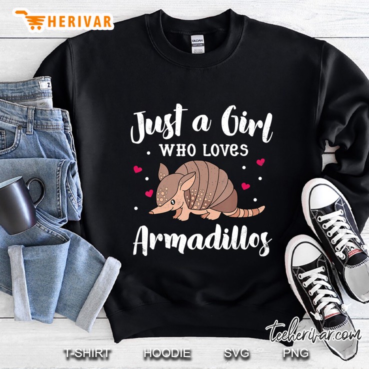 Just A Girl Who Loves Armadillo Women Kids Hearts Sweatshirt