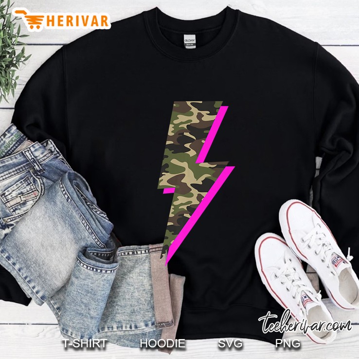 Lightning Bolt Camo Hot Pink Camouflage Sweatshirt
