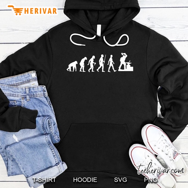 Mens Funny Anvil Blacksmith Evolution Work Blacksmithing Hoodie
