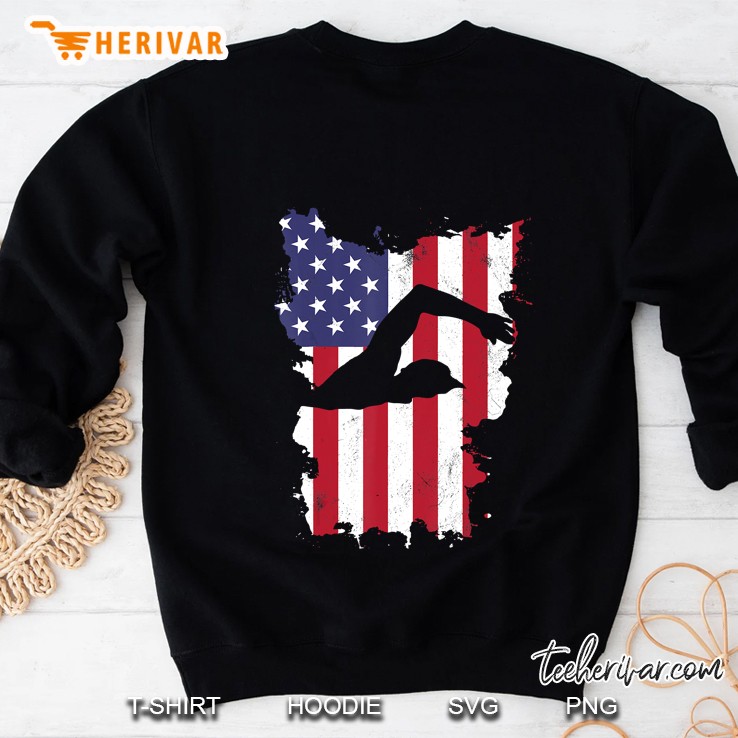 Vintage 4Th Of July Usa Flag Swimming Swim Swimmer Gift Sweatshirt